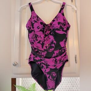 Magicsuit Purple and Black Floral One-Piece Swimsuit